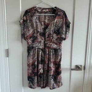 Satin Zip Front Alligator Print Dress